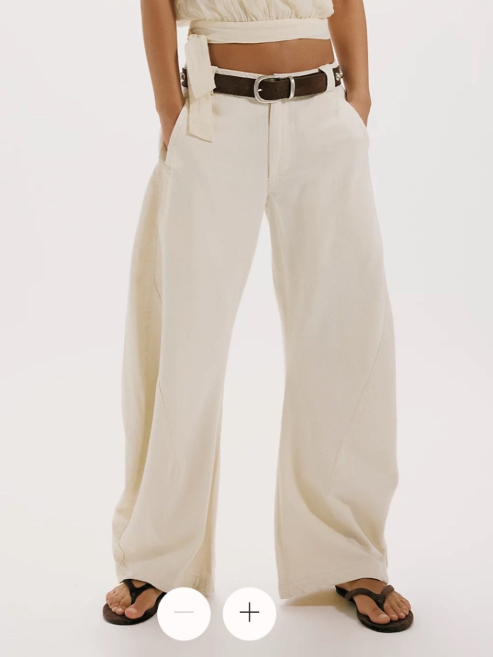 Free People - Spotlight Washed Barrel Chino Trousers - Tofu